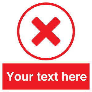 Custom red background, red cross in circle sign